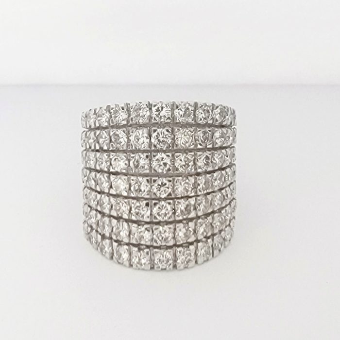 18K White Gold Wide Diamond Band, 3.75 ct tw
