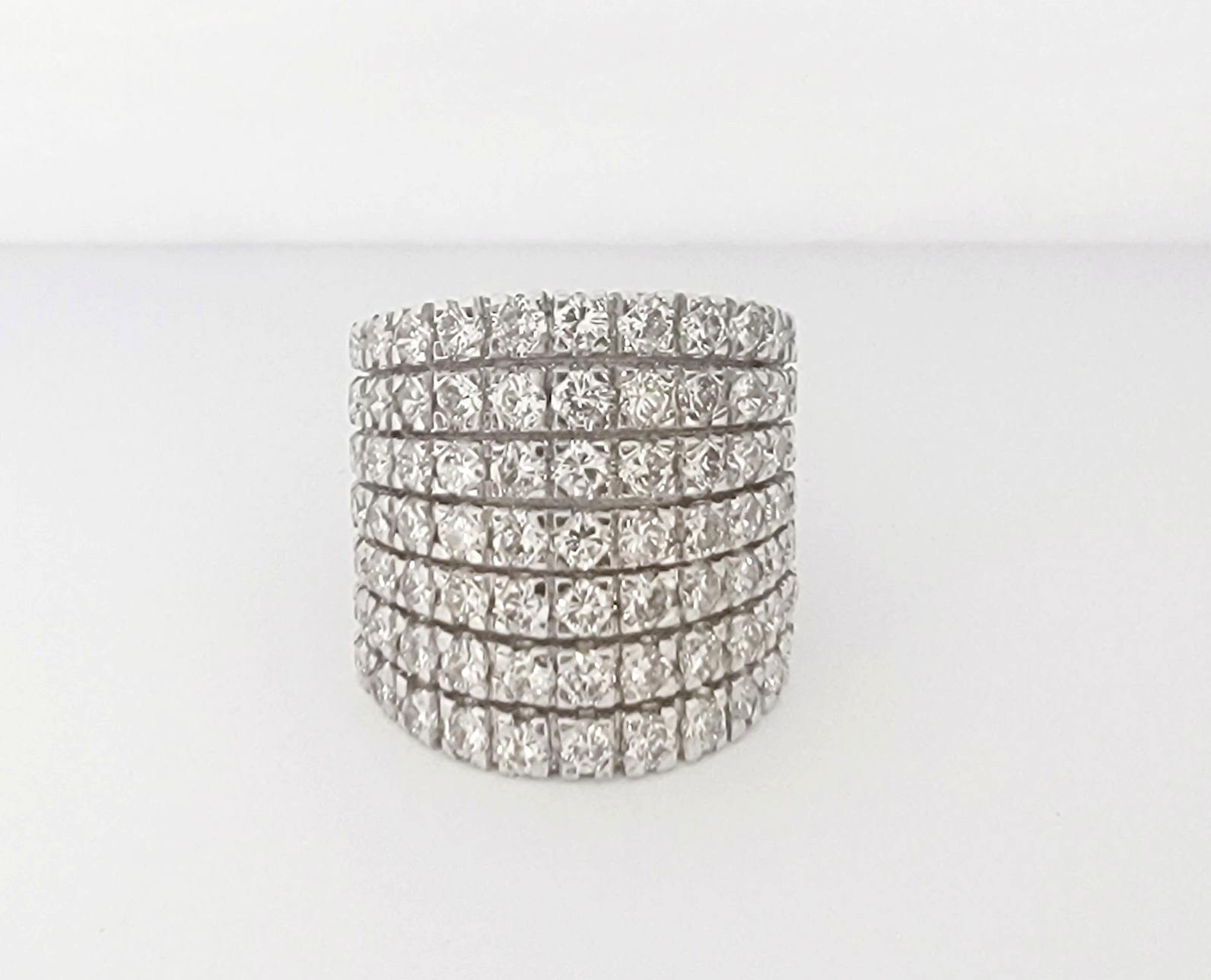 18K White Gold Wide Diamond Band, 3.75 ct tw