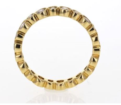 18K Yellow Gold Bead-Set Diamond Eternity Band, 0.34 ct tw