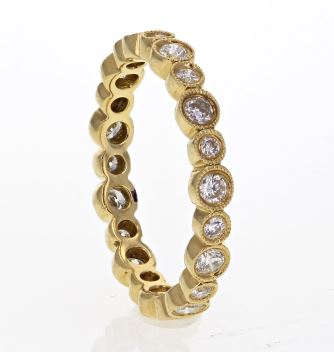 18K Yellow Gold Bezel-Set Diamond Eternity Band, 0.35 ct tw