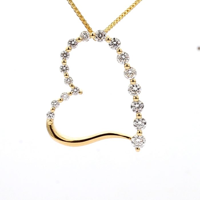 18K Yellow Gold Diamond Heart Pendant, 0.46 ct tw