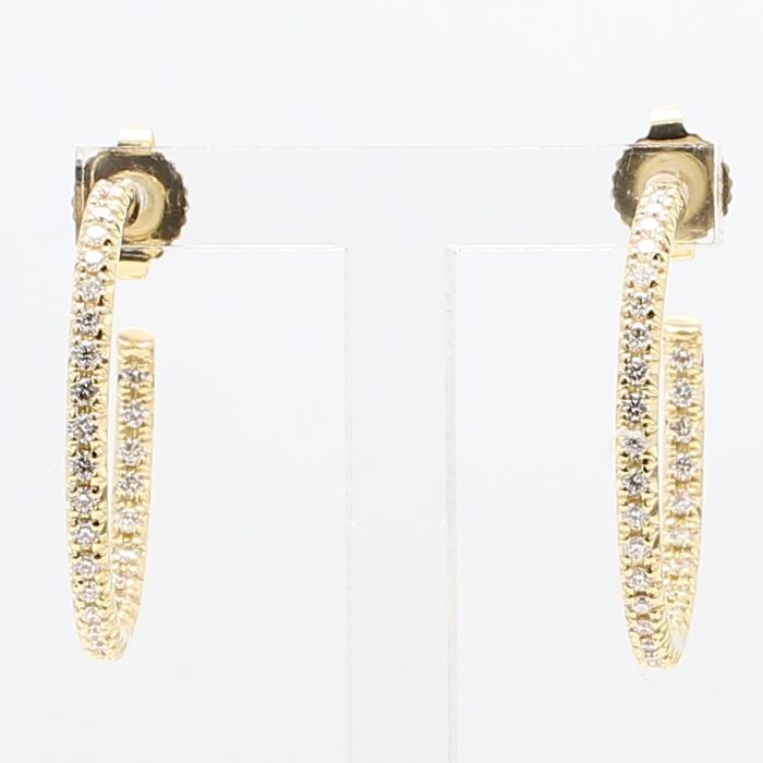 18K Yellow Gold Diamond Hoop Earrings, 0.80 ct tw