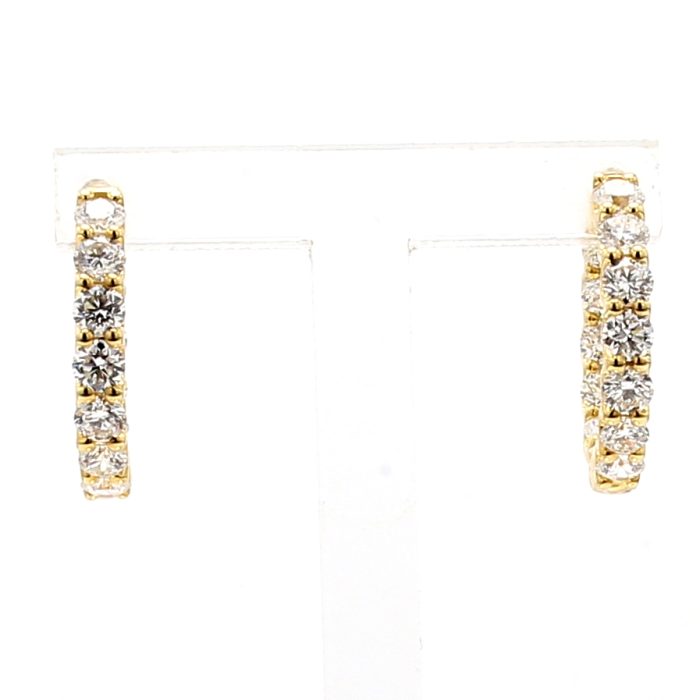 18K Yellow Gold Diamond Hoop Earrings, 1.52 ct tw