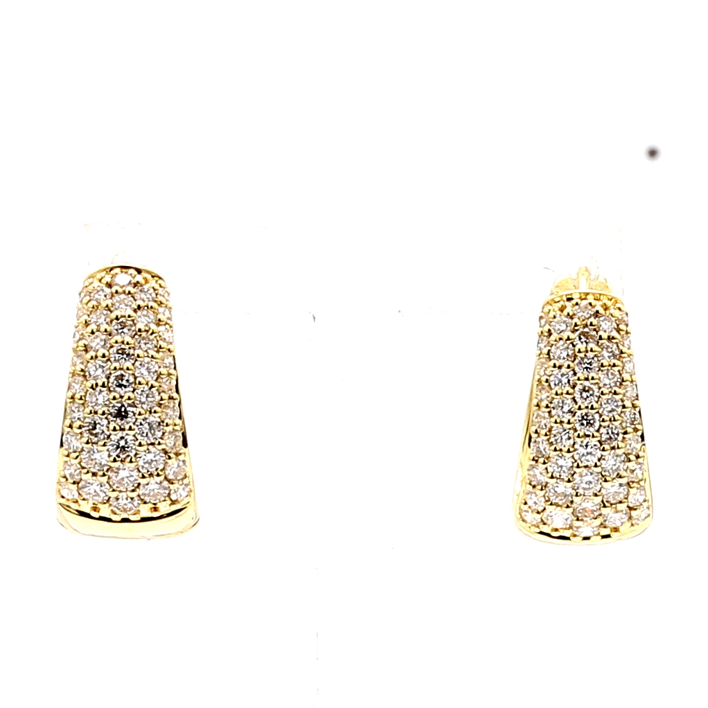 18K Yellow Gold Diamond Huggie Earrings, 1.01 ct tw