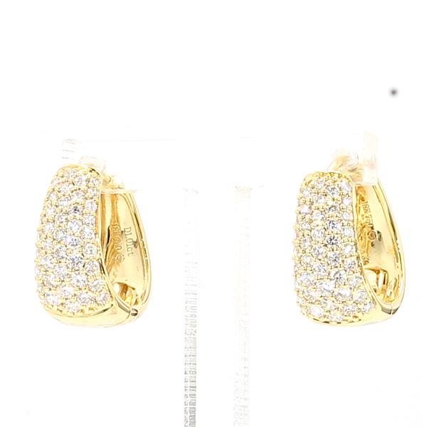 18K Yellow Gold Diamond Huggie Earrings, 1.01 ct tw