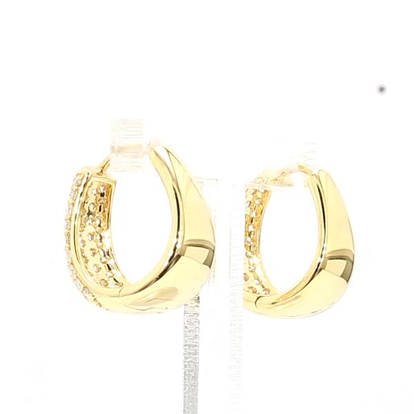 18K Yellow Gold Diamond Huggie Earrings, 1.01 ct tw