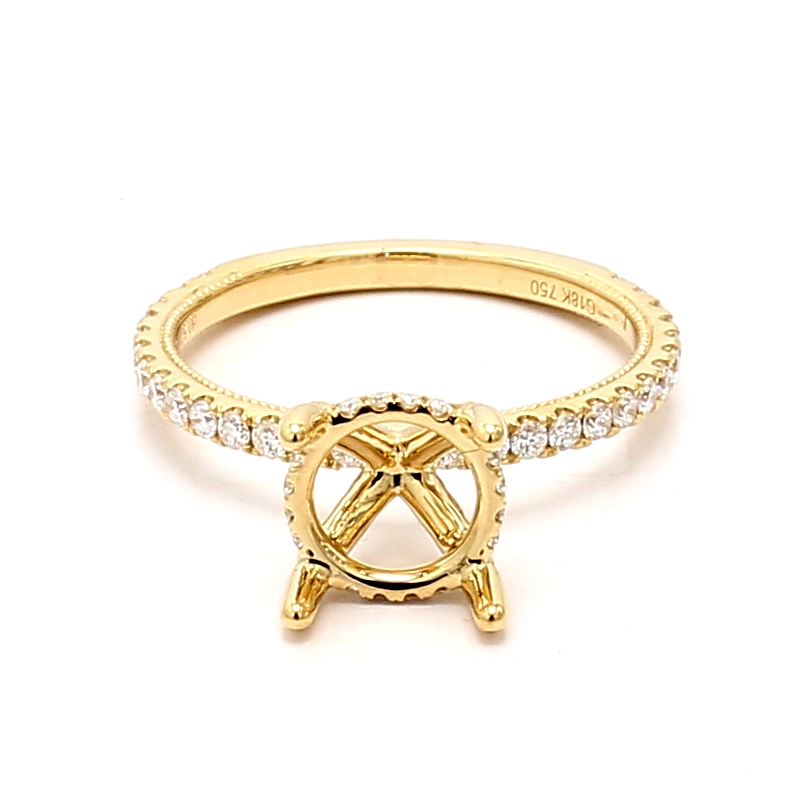 18K Yellow Gold Diamond Semi-Mount, 0.52 ct tw