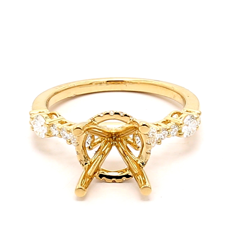 18K Yellow Gold Diamond Semi-Mount, 0.60 ct tw