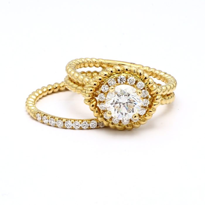 18K Yellow Gold Diamond Wedding Set, 0.31 ct tw