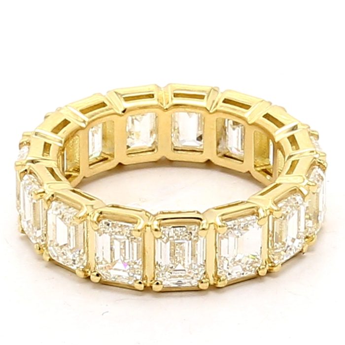 18K Yellow Gold Emerald-Cut Diamond Eternity Band, 7.45 ct tw