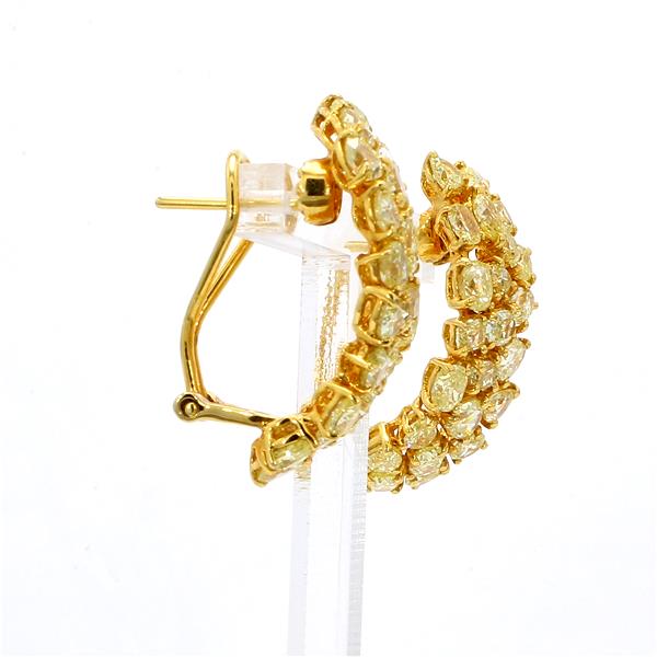 18K Yellow Gold Fancy Light Yellow Diamond Cluster Earrings, 5.67 ct tw