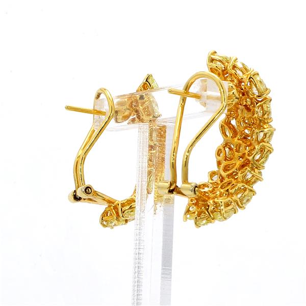 18K Yellow Gold Fancy Light Yellow Diamond Cluster Earrings, 5.67 ct tw