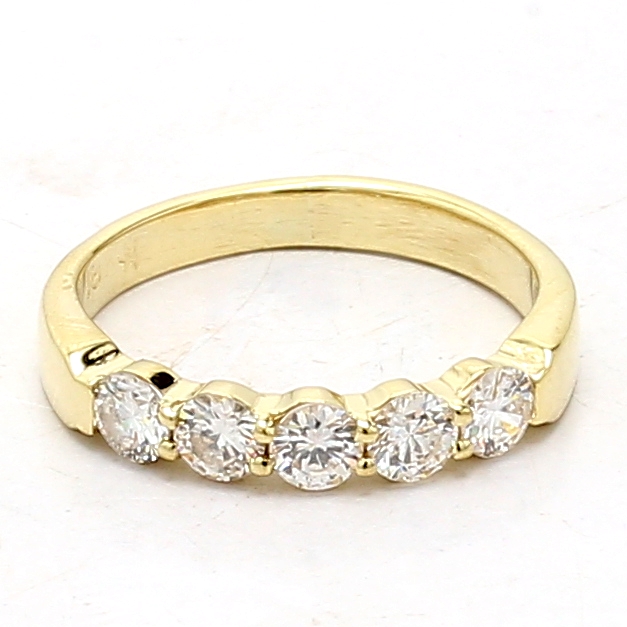 18K Yellow Gold Five-Stone Diamond Band, 0.75 ct tw