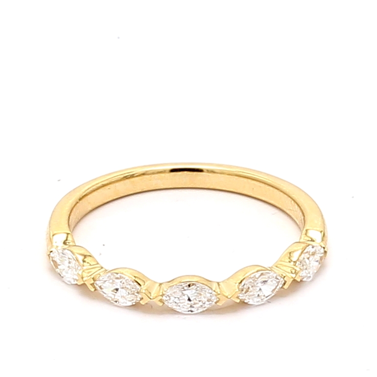 18K Yellow Gold Five-Stone Marquise Diamond Band, 0.48 ct tw