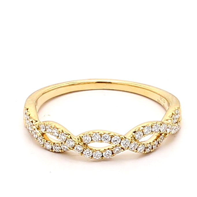 18K Yellow Gold Half Diamond Band, 0.26 ct tw