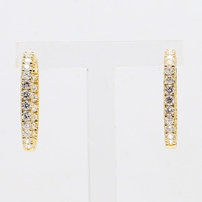 18K Yellow Gold Inside-Out Diamond Hoop Earrings, 0.81 ct tw