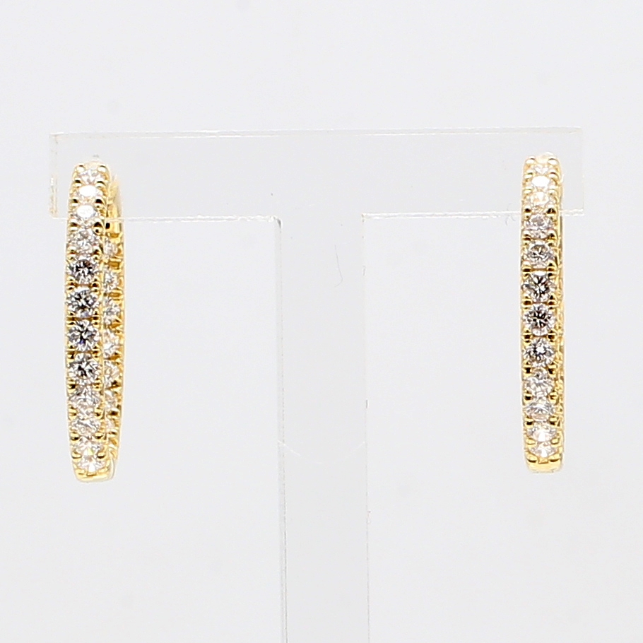 18K Yellow Gold Inside-Out Diamond Hoop Earrings, 0.81 ct tw
