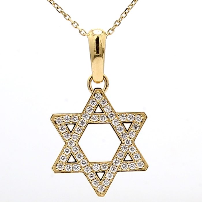 18K Yellow Gold Lab-Grown Diamond Star of David Pendant, 0.91 ct tw