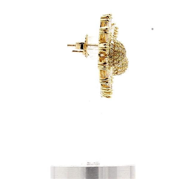 18K Yellow Gold Marquise and Fancy Yellow Diamond Flower Earrings, 4.78 ct tw