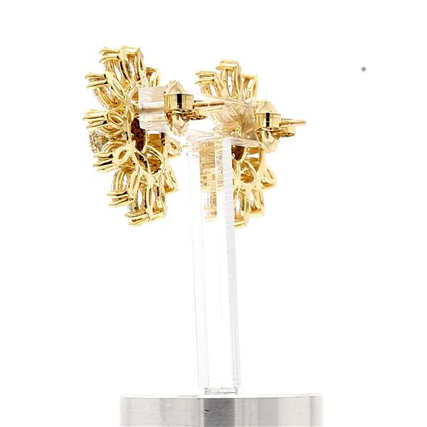 18K Yellow Gold Marquise and Fancy Yellow Diamond Flower Earrings, 4.78 ct tw