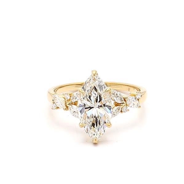 18K Yellow Gold Marquise Diamond Semi-Mount, 0.34 ct tw
