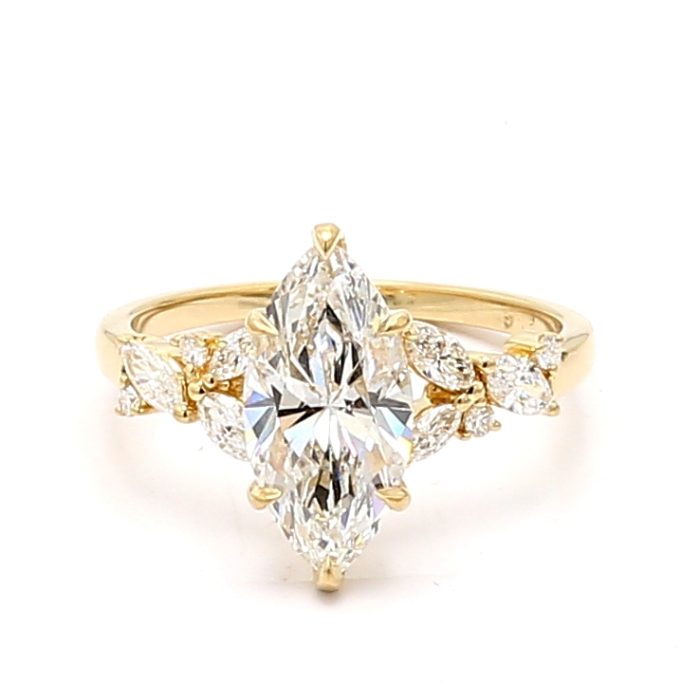 18K Yellow Gold Marquise Diamond Semi-Mount, 0.34 ct tw