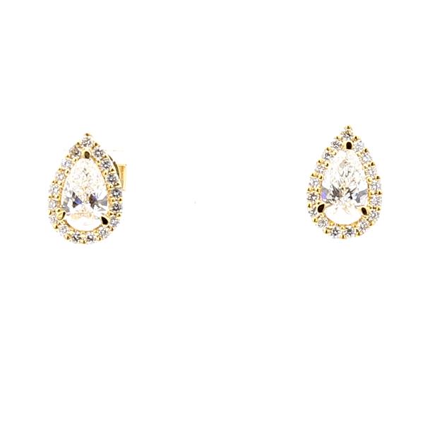 18K Yellow Gold Pear-Shaped Diamond Earrings, 1.28 ct tw
