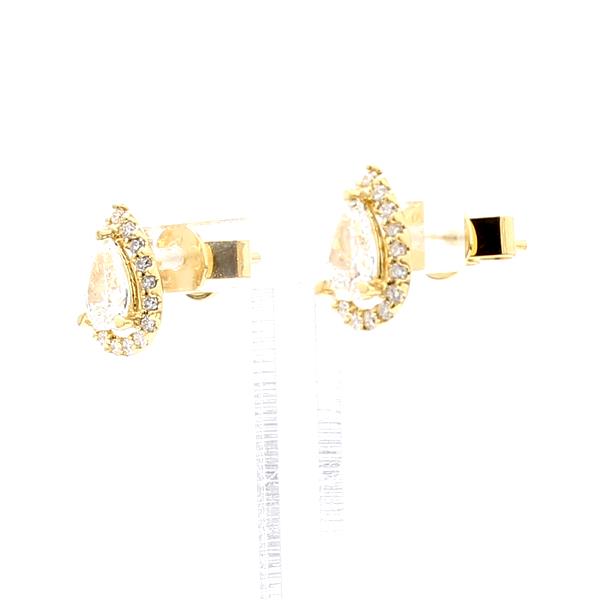 18K Yellow Gold Pear-Shaped Diamond Earrings, 1.28 ct tw – view 2