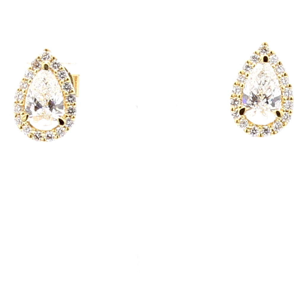 18K Yellow Gold Pear-Shaped Diamond Earrings, 1.28 ct tw