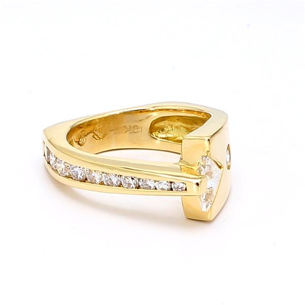 18K Yellow Gold Trillion Diamond Ring, 1.20 ct tw