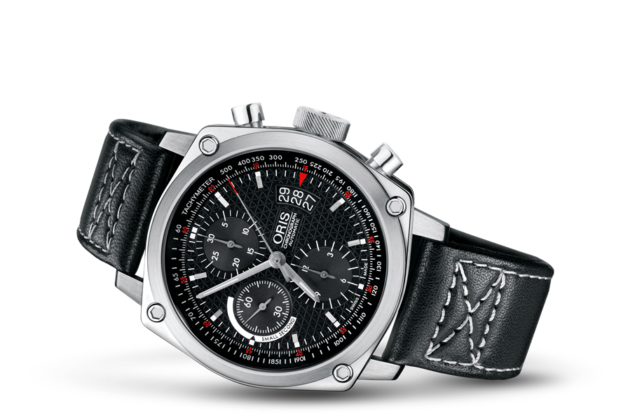 Oris BC4 Chronograph Black Dial on Leather Strap