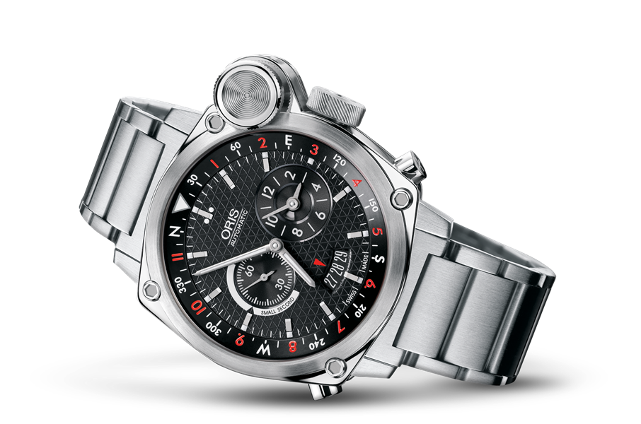 Oris BC4 Flight Timer Black Dial on Steel Bracelet