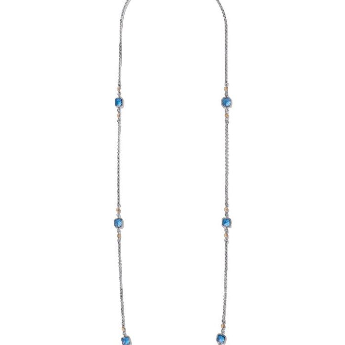 Konstantino Anthos Sterling Silver and 18k Yellow Gold Blue Spinel Necklace