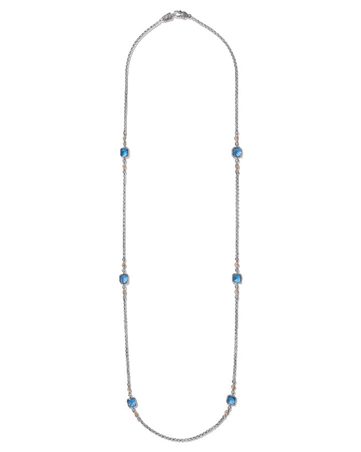 Konstantino Anthos Sterling Silver and 18k Yellow Gold Blue Spinel Necklace