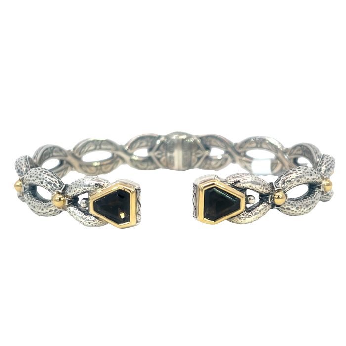 Konstantino Sterling Silver and 18k Yellow Gold Faceted Smoky Quartz Bracelet
