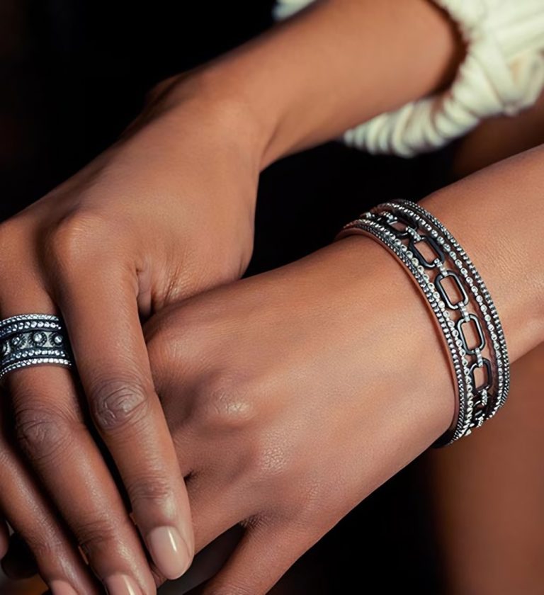 Stacked bangles and rings