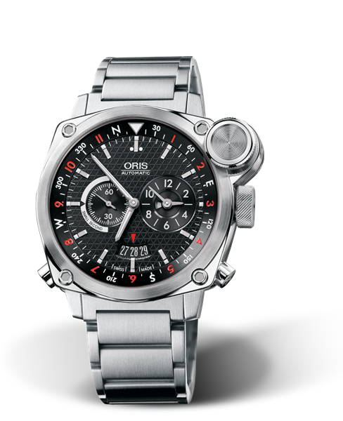 Oris BC4 Flight Timer Black Dial on Steel Bracelet