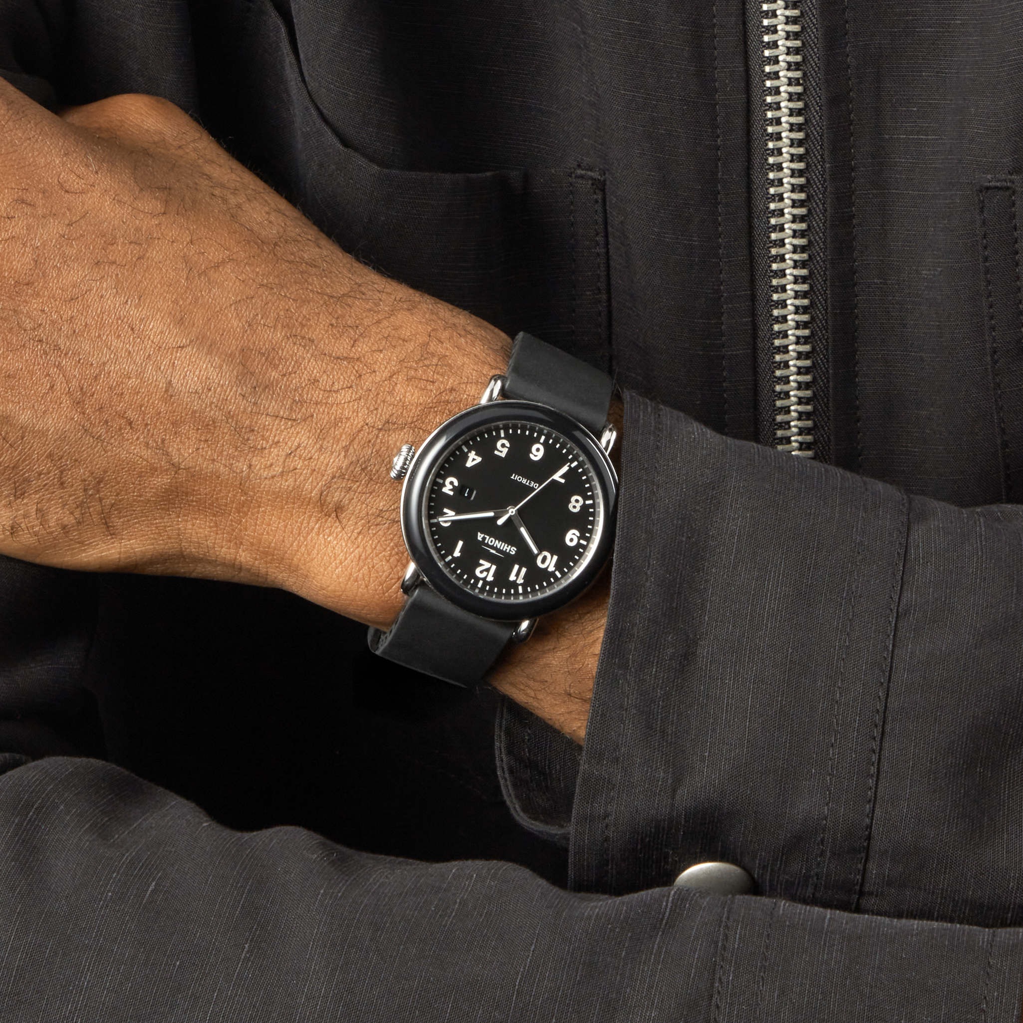 Shinola Detrola 41mm Black Dial Black Rubber Strap