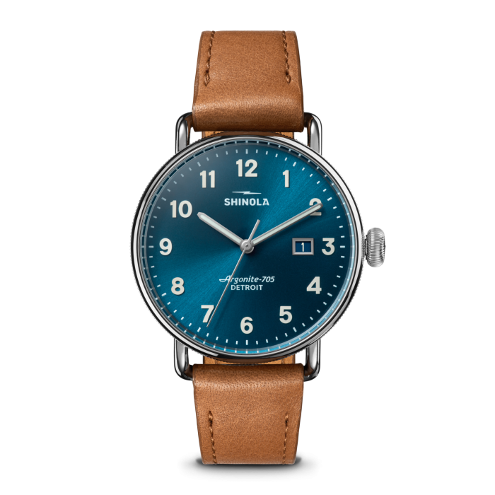 Shinola Canfield 38mm Astro Blue Dial Tan Leather Strap
