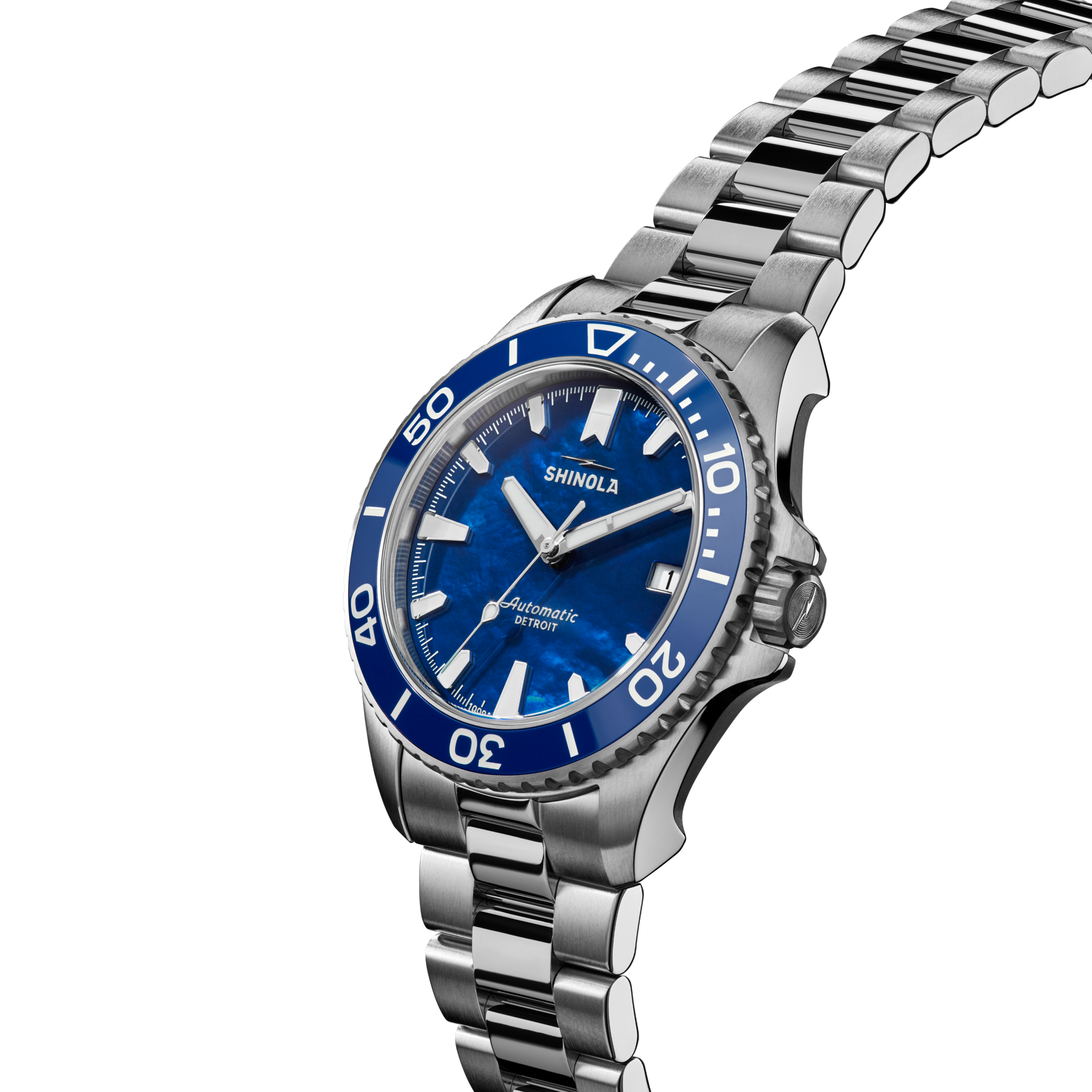 Shinola Lake Michigan Monster Automatic 39mm Blue Mother-of-Pearl Dial