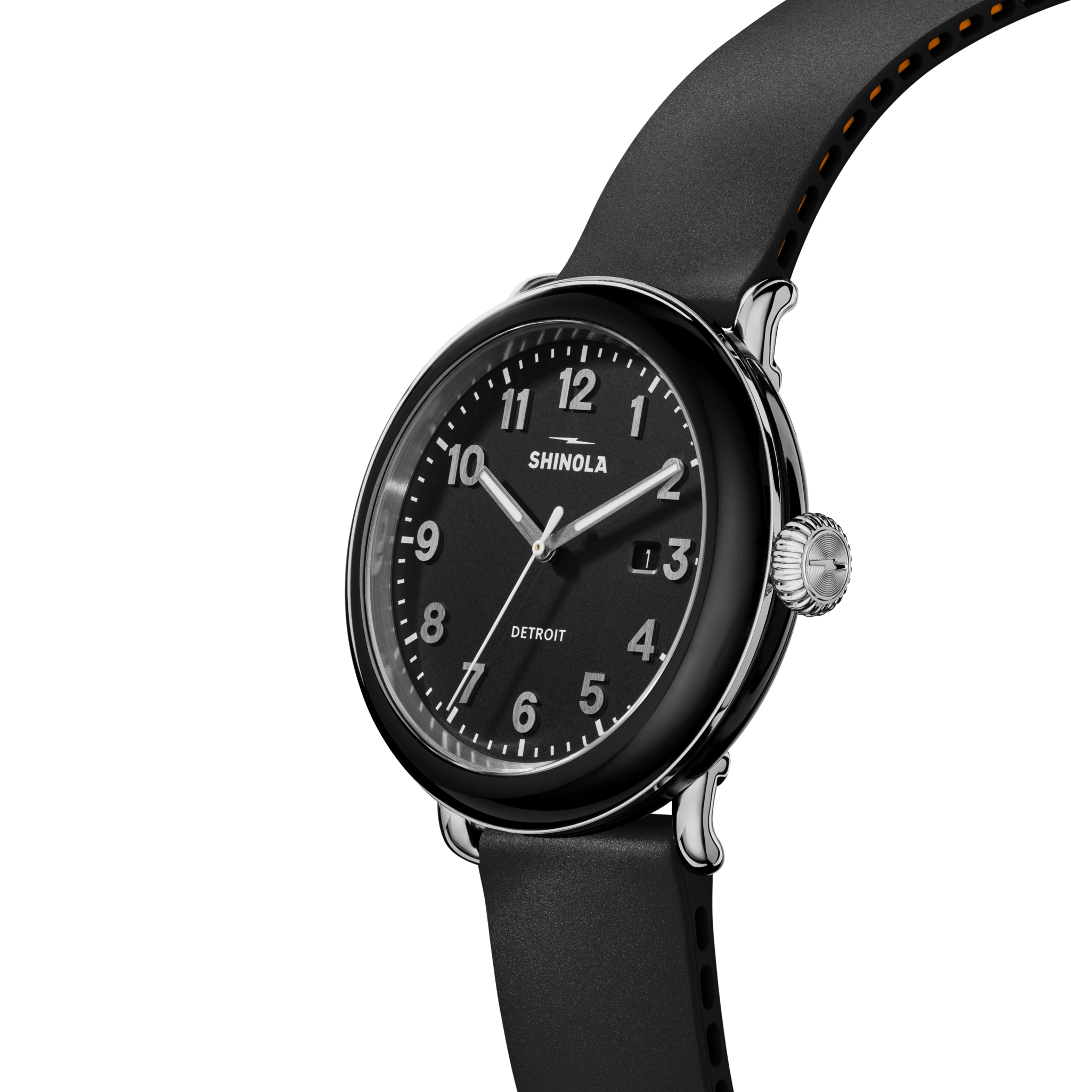 Shinola Detrola 41mm Black Dial Black Rubber Strap