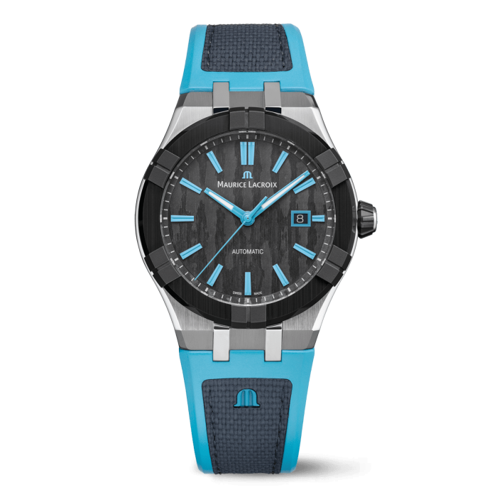 Maurice Lacroix Aikon-ic Automatic 43mm Carbon Dial Turquoise Accents