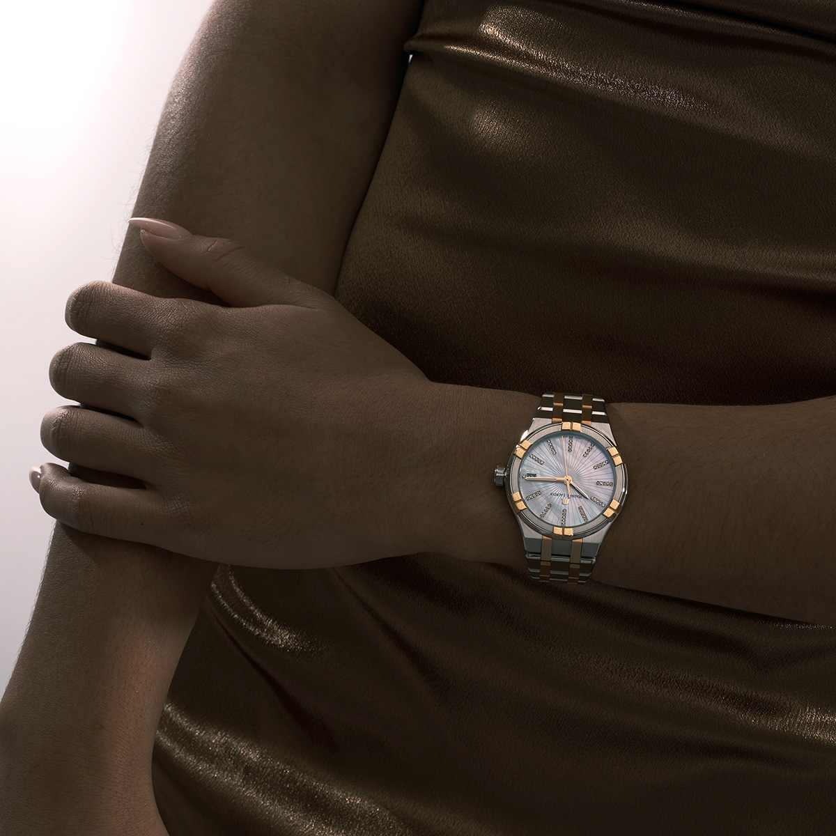 Maurice Lacroix Aikon Quartz Date 35mm Two-Tone Mother-of-Pearl Diamond Dial