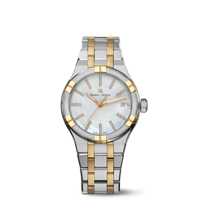 Maurice Lacroix Aikon Quartz Date 35mm Two-Tone Mother-of-Pearl Diamond Dial