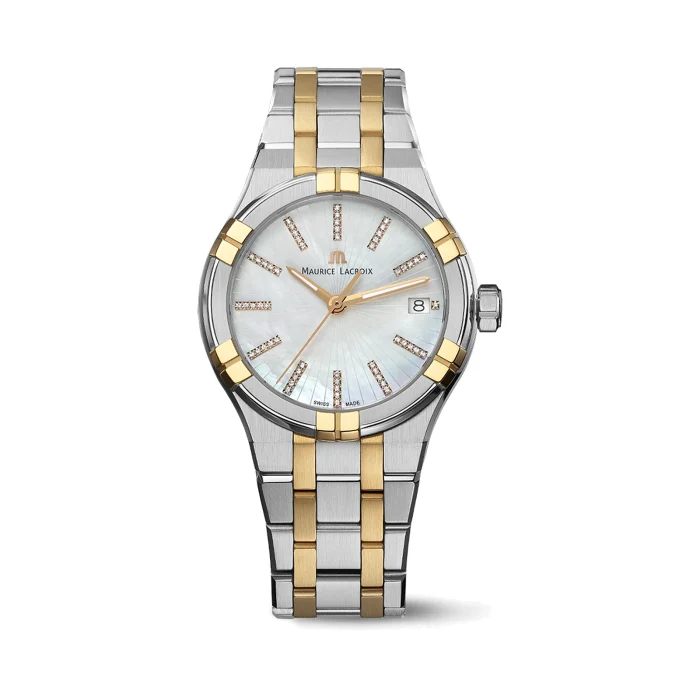 Maurice Lacroix Aikon Quartz Date 35mm Two-Tone Mother-of-Pearl Diamond Dial