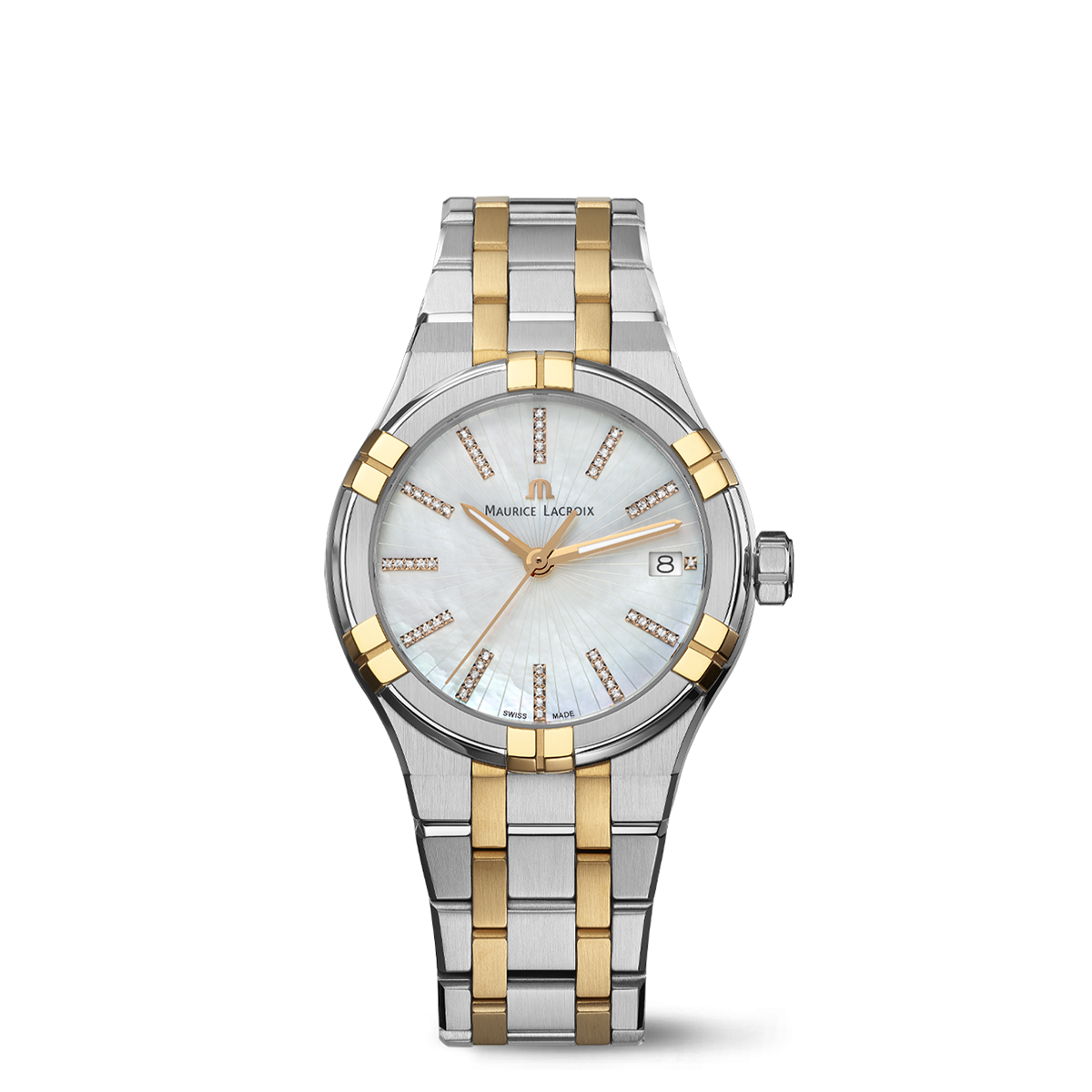 Maurice Lacroix Aikon Quartz Date 35mm Two-Tone Mother-of-Pearl Diamond Dial