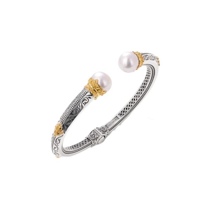 Konstantino Muse Sterling Silver and 18k Yellow Gold Pearl Bracelet