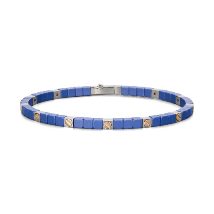 Baraka Cyborg Ceramic Stainless Steel and 18k Gold Blue Ceramic Bracelet