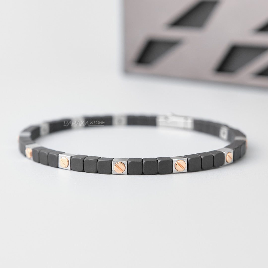 Baraka Cyborg Ceramic Stainless Steel and 18k Gold Black Ceramic Bracelet