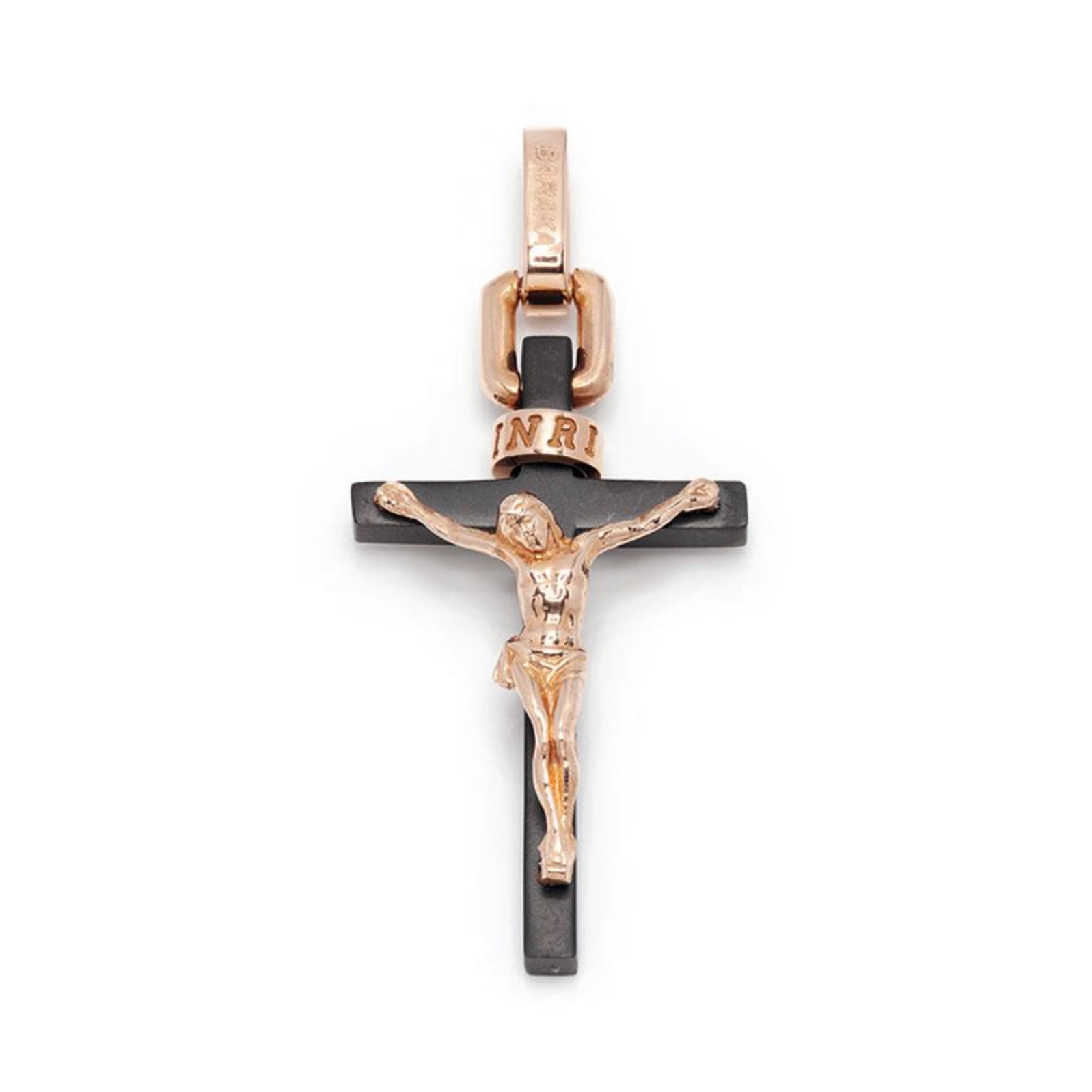 Baraka Cyborg Ceramic 18k Rose Gold, Black PVD Steel and Black Ceramic Cross Pendant